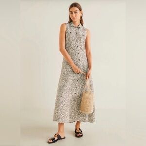 Mango Leopard Print Midi Dress